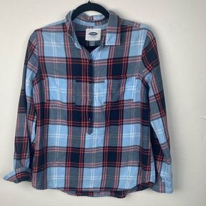 Old navy plaid shirt pull over quarter button up medium